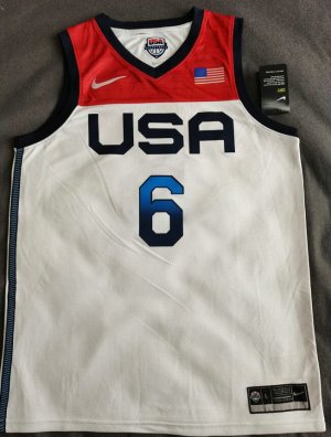 6 Lillard 2020 Olympic USA Team jersey white